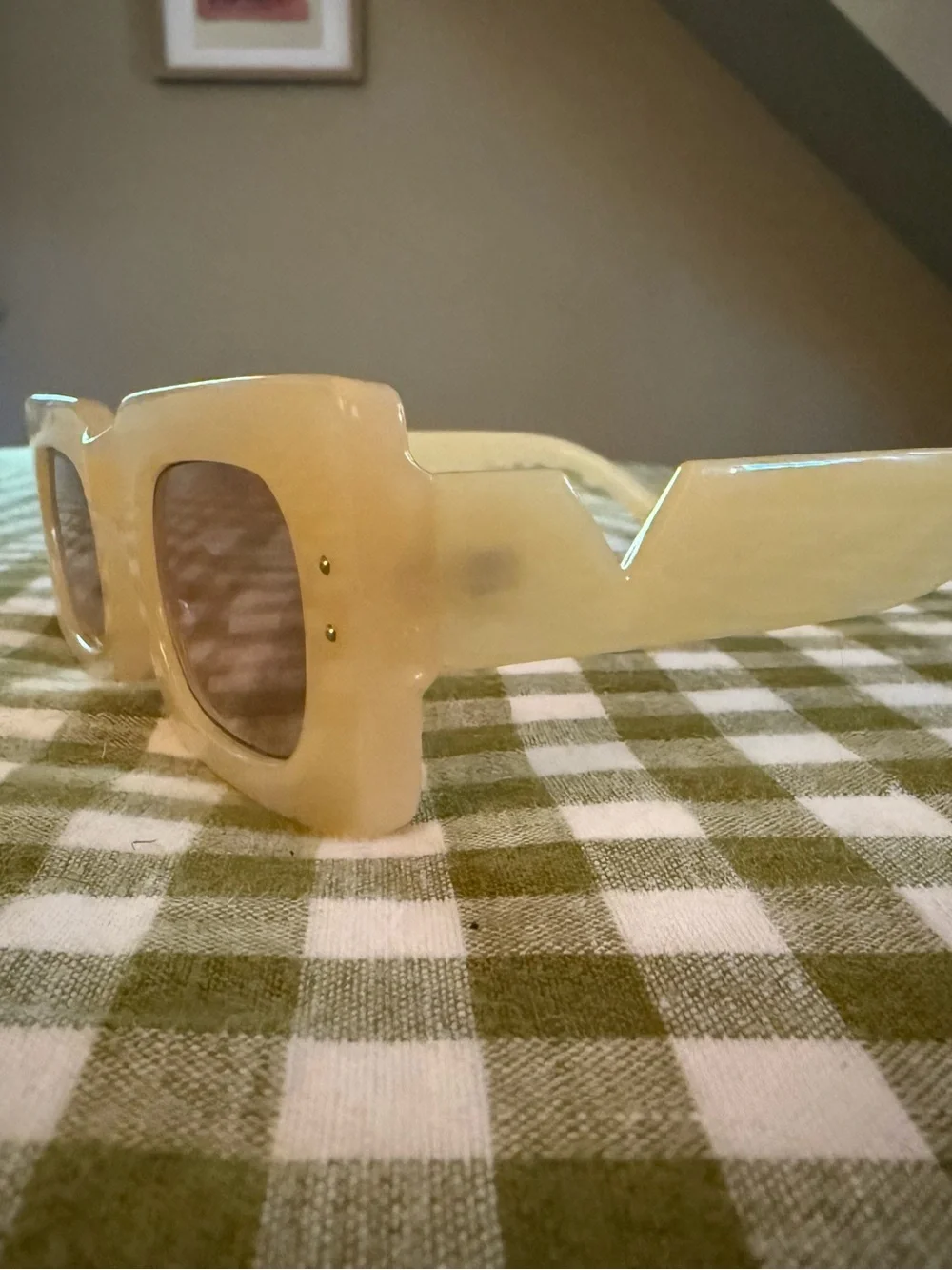 Free People Yellow Rectangular Vintage-Inspired Sunglasses